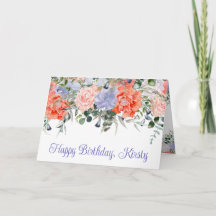 Waterverf Oranje & Paarse Zomer Bloemen Verjaardag