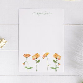 Waterverf Oranje papaver - Aangepast kantoorbenodi Notitiekaartje