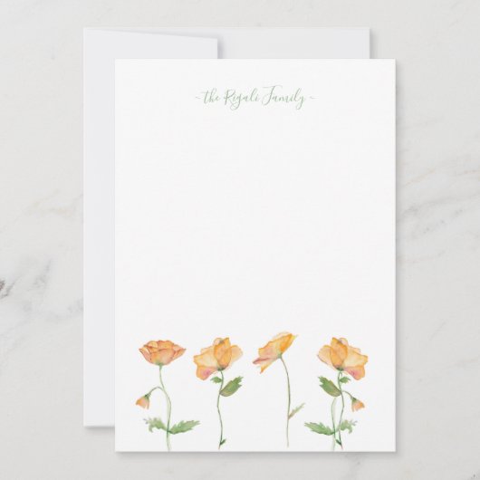 Waterverf Oranje papaver - Aangepast kantoorbenodi Notitiekaartje (Voorkant)