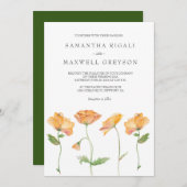 Waterverf Oranje papaver Kaart (Voorkant / Achterkant)