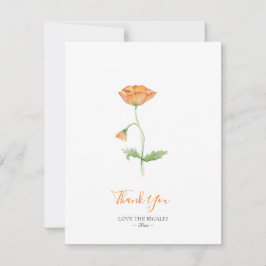 Waterverf Oranje papavers Dank je wel Feestdagenkaart