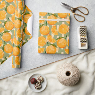 Waterverf Oranje Patroon Cadeaupapier