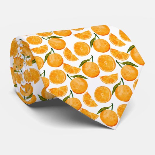 Waterverf Oranje Patroon Stropdas (Opgerold)