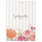 Waterverf Oranje pioenrozen Pinstripes Custom Klembord (Achterkant)