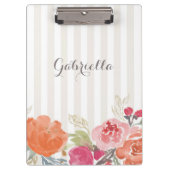 Waterverf Oranje pioenrozen Pinstripes Custom Klembord (Voorkant)
