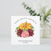 Waterverf oranje pompoen baby shower kaart (Staand voorkant)