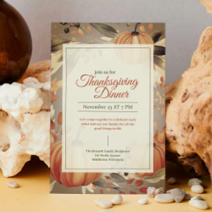 Waterverf Oranje Pompoen Boho Thanksgiving Diner Kaart