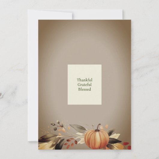 Waterverf Oranje Pompoen Boho Thanksgiving Diner Kaart (Achterkant)