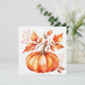 Waterverf Oranje Pompoen en Herfstbladeren  Kaart (Staand voorkant)