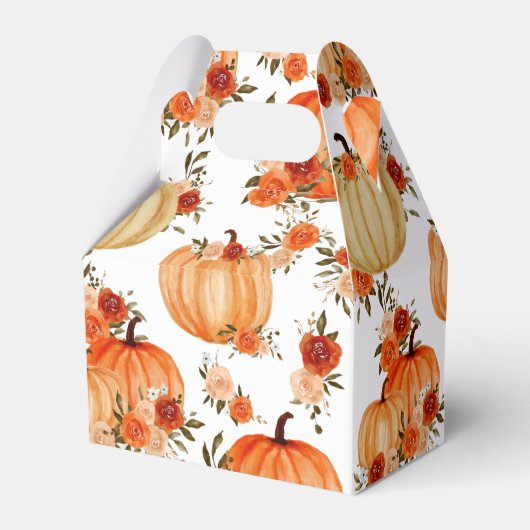 Waterverf Oranje pompoen Floral Rozen Patroon Bedankdoosjes (Achterkant)
