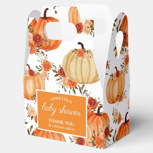 Waterverf Oranje pompoen Floral Rozen Patroon Bedankdoosjes (Geopend)
