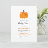 Waterverf Oranje pompoen herfst | BABY SHOWER Kaart (Staand voorkant)