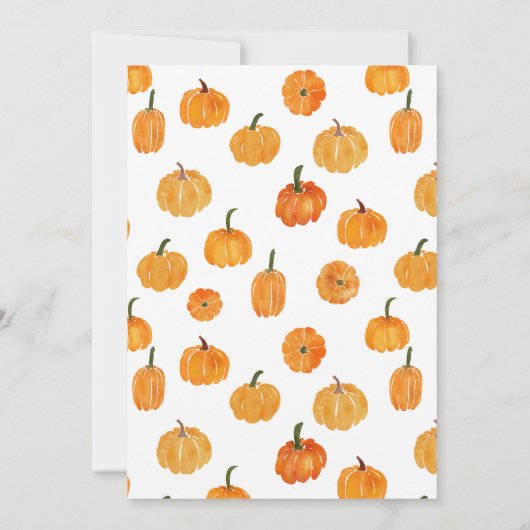 Waterverf Oranje pompoen herfst | BABY SHOWER Kaart (Achterkant)