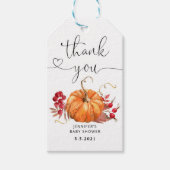 Waterverf oranje pompoen herfst dank u label cadeaulabel (Voorkant)