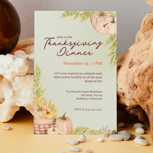 Waterverf Oranje pompoen patch Thanksgiving Kaart