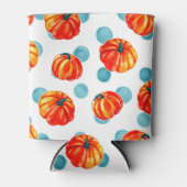 Waterverf Oranje pompoenen blauw pokadots Blikjeskoeler (Voorkant)