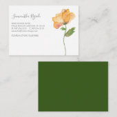 Waterverf Oranje Poppy Flower Business Informatiekaartje (Voorkant / Achterkant)