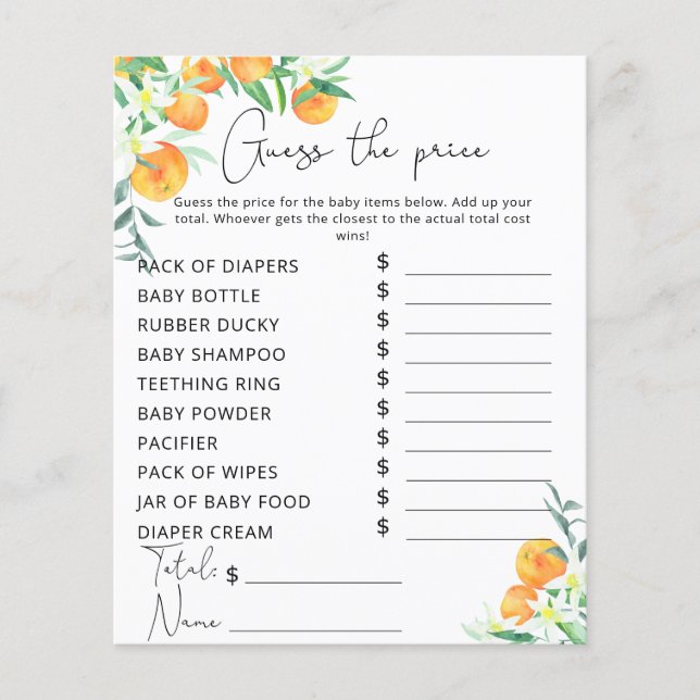 Waterverf oranje prijs raad spel (Voorkant)