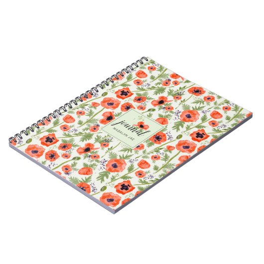 Waterverf Oranje Red Poppy Flowers Notitieboek (Linkerzijde)
