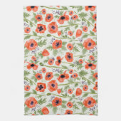 Waterverf Oranje Red Poppy Flowers Theedoek (Verticaal)