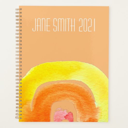 Waterverf oranje regenboogkleurig ontwerp planner (Voorkant)