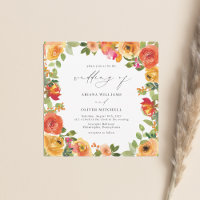 Waterverf Oranje & Rode Bloemen bruiloft