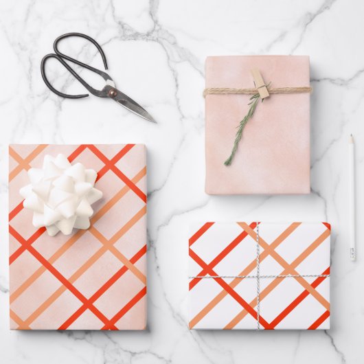 Waterverf Oranje rode strepen Inpakpapier Vel (Voorkant)