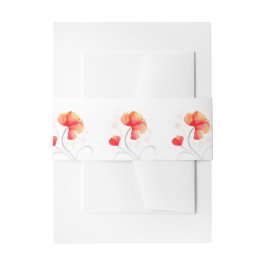 Waterverf oranje rode wilde-bloembruiloft uitnodigingen wikkel