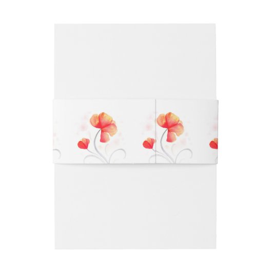 Waterverf oranje rode wilde-bloembruiloft uitnodigingen wikkel (Achterkant Voorbeeld)