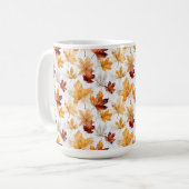 WATERVERF ORANJE RODE WITTE HERFST HERFSTBLADEREN KOFFIEMOK (Voorkant links)