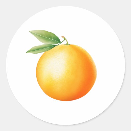 Waterverf Oranje Ronde Sticker (Voorkant)