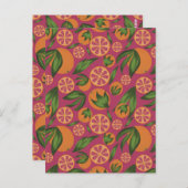Waterverf Oranje roze fruitpatroon Briefkaart (Voorkant / Achterkant)