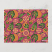 Waterverf Oranje roze fruitpatroon Briefkaart (Achterkant)