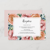 Waterverf Oranje Rozen Orchideeën Trouwreceptie Informatiekaartje (Voorkant / Achterkant)