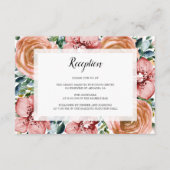 Waterverf Oranje Rozen Orchideeën Trouwreceptie Informatiekaartje (Voorkant)