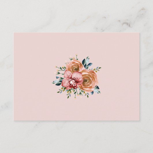 Waterverf Oranje Rozen Orchideeën Trouwreceptie Informatiekaartje (Achterkant)