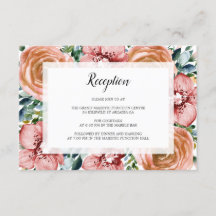 Waterverf Oranje Rozen Orchideeën Trouwreceptie