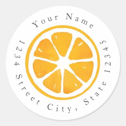 Waterverf Oranje slice-labels Ronde Sticker (Voorkant)