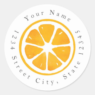 Waterverf Oranje slice-labels Ronde Sticker