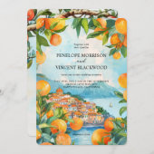 Waterverf Oranje stad bruiloft Kaart (Voorkant / Achterkant)