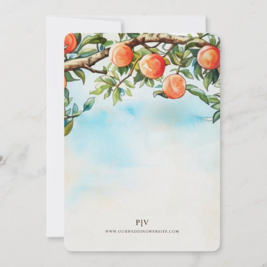 Waterverf Oranje stad bruiloft Kaart (Achterkant)