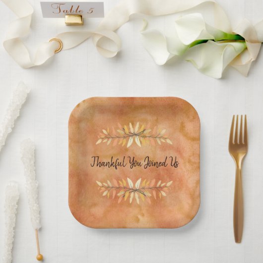Waterverf Oranje Thanksgiving najaar Papieren Bordje (Huwelijk)