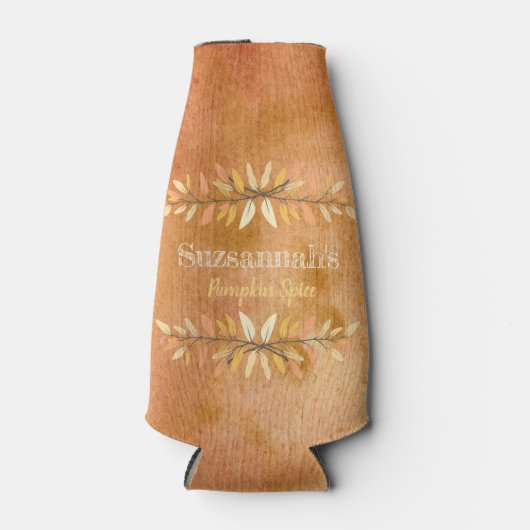 Waterverf Oranje Thanksgiving najaarkleuren laten  Flesjeskoeler (Voorkant)