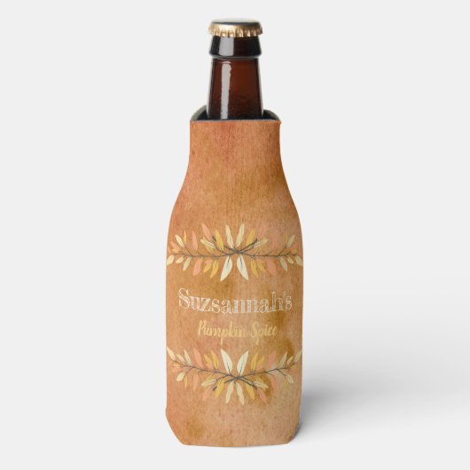 Waterverf Oranje Thanksgiving najaarkleuren laten  Flesjeskoeler (Fles Voorkant)