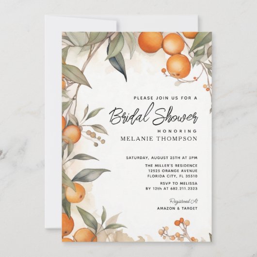 Waterverf oranje Thema Vrijgezellenfeest Kaart (Voorkant)