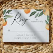 Waterverf oranje tuin. Citrus bloemenbruiloft RSVP Kaartje