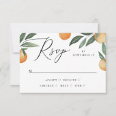 Waterverf oranje tuin. Citrus bloemenbruiloft RSVP Kaartje (Voorkant)