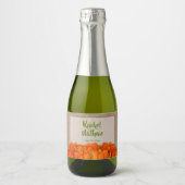 Waterverf Oranje Tulpen op Kraft Wedding Mini Sparkling Wijnetiket (Voorkant)