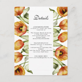 waterverf oranje tulpen trouwgegevens informatiekaartje