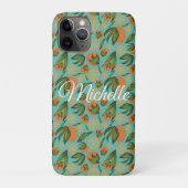 Waterverf Oranje Turquoise Botanisch Gepersonalise Case-Mate iPhone Case (Achterkant)